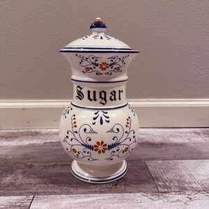 Royal Sealy Heritage Vintage Blue & White Sugar Canister